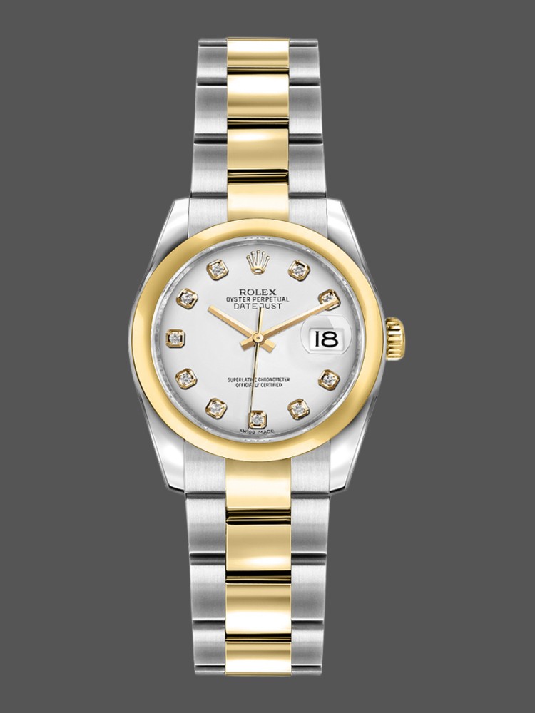 A8F0B2C6-6C5E-B380-E890-1F56D09A5C71 Rolex Datejust 179163 White Diamond Dial Domed Dezel 26MM Lady Replica Watch - Image 1