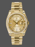 Rolex Day Date 118348 Champagne diamond Dial Yellow Gold 36mm Unisex Replica Watch