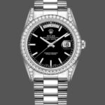 Rolex Day-Date 118389 White Gold Black Index Dial 36MM Unisex Replica Watch