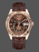 Rolex Sky-Dweller 326135 Chocolate Arabic Sunray Brown Dial 42MM Mens Replica Watch