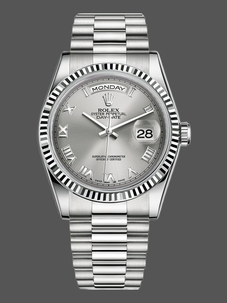 ABD37F8D-EA6D-26AF-E1D9-DDCAA986D202 Rolex Day-Date 118239 Rhodium Roman Dial white gold 36mm Unisex Replica Watch - Image 1