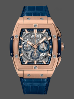 Hublot Spirit of Big Bang Chronograph King Gold Blue Leather Men's Watch 641.OX.7180.LR