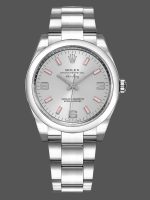 Rolex Oyster Perpetual Air-King 114200 Silver Dial Pink Baton 34mm Unisex replica watch