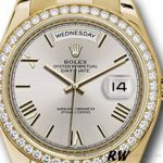 Rolex Day-Date 228348RBR Silver Roman Dial Diamond Bezel 40mm Mens Replica Watch - Image 3
