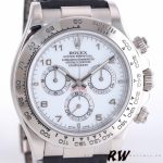 Rolex Daytona 116519 White Arabic Dial Black Leather strap 40mm Mens Replica Watch - Image 3