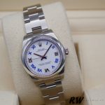 Rolex Oyster Perpetual 177200 White Dial Blue Roman Oyster Bracelet 31mm Lady Replica Watch - Image 2
