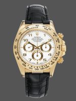 Rolex Daytona 116518 Black Leather Strap White Dial 40mm Mens Replica Watch