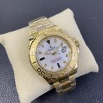Rolex Yacht Master 168628 White Mother of Pearl Diamond Dial Yellow Gold Case 35mm Women's Watch - Image 4