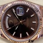 Rolex Day-Date 118235 Fluted Bezel Chocolate Dial 36mm Unisex Replica Watch - Image 4