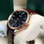 Rolex Cellini Time 50505 Brown Leather Strap Black Dial 39mm Mens Replica Watch - Image 3