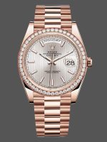 Rolex Day-Date 228345RBR Sundust Stripe Motif Dial Diamond Bezel 40mm Mens Replica Watch