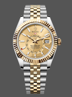 Rolex Sky Dweller 42mm Champagne Dial Stick Markers Jubilee M336933 0002 Men's Watch
