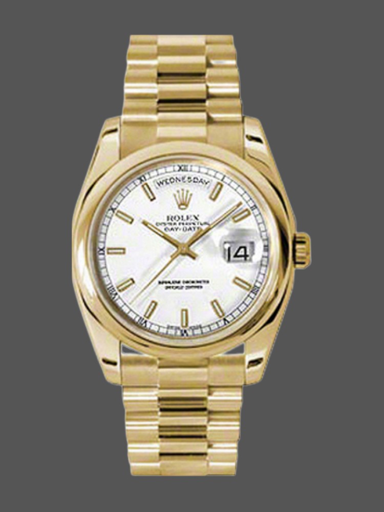 B2C795F2-5C5D-BBCA-6CA3-0689F8E04BE6 Rolex Day-Date 118208 White Dial 36mm Unisex Replica Watch - Image 1