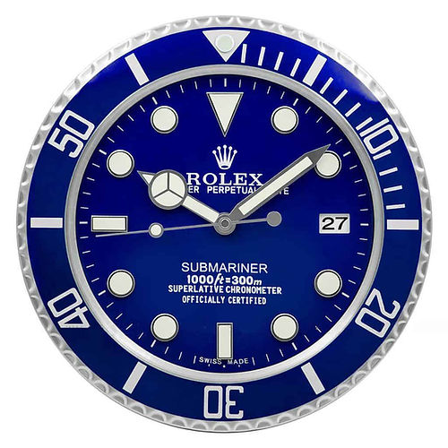 B300F6E7-0E7D-536E-532F-3B8EC4957E20 Rolex Submariner Blue Wall Clock - Image 1