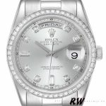Rolex Day Date 118346 Silver Dial Diamond 36mm Unisex Replica Watch - Image 2