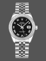 Rolex Datejust 178384 Stainless Steel Black Roman Dial 31MM Lady Replica Watch