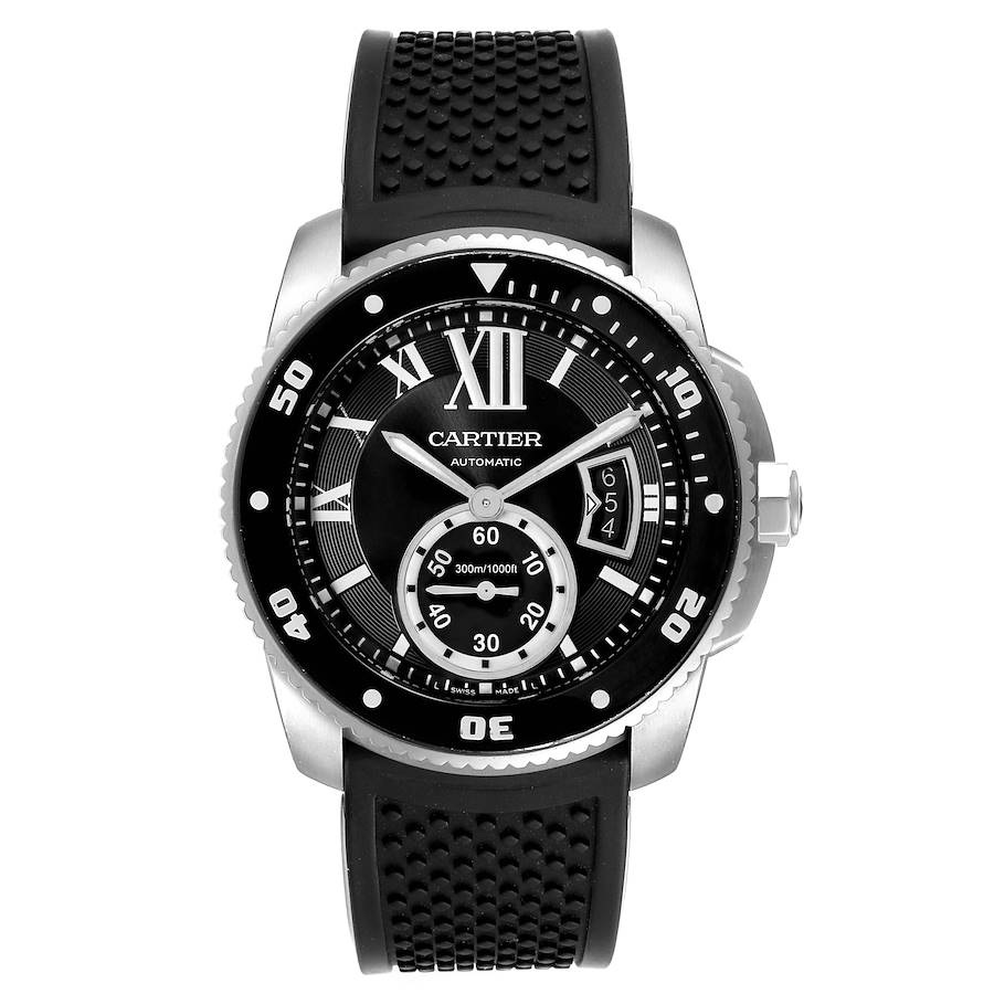 B49A0013-DFB6-E86D-9F6E-EF3028339763 CARTIER Calibre Diver Black Rubber 42mm W7100056 - Image 1