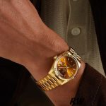 Rolex Day-Date 118238 Yellow Gold Index Cognac Dial 36mm Unisex Replica Watch - Image 4