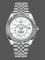 Rolex Sky-Dweller 326934 Fluted Bezel White Dial 42MM Replica Watch