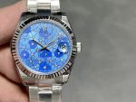 Rolex Datejust 31 Stainless Steel and White Gold Azzuro-Blue-Floral-Motif Diamond Dial m278274-0035 - Image 3