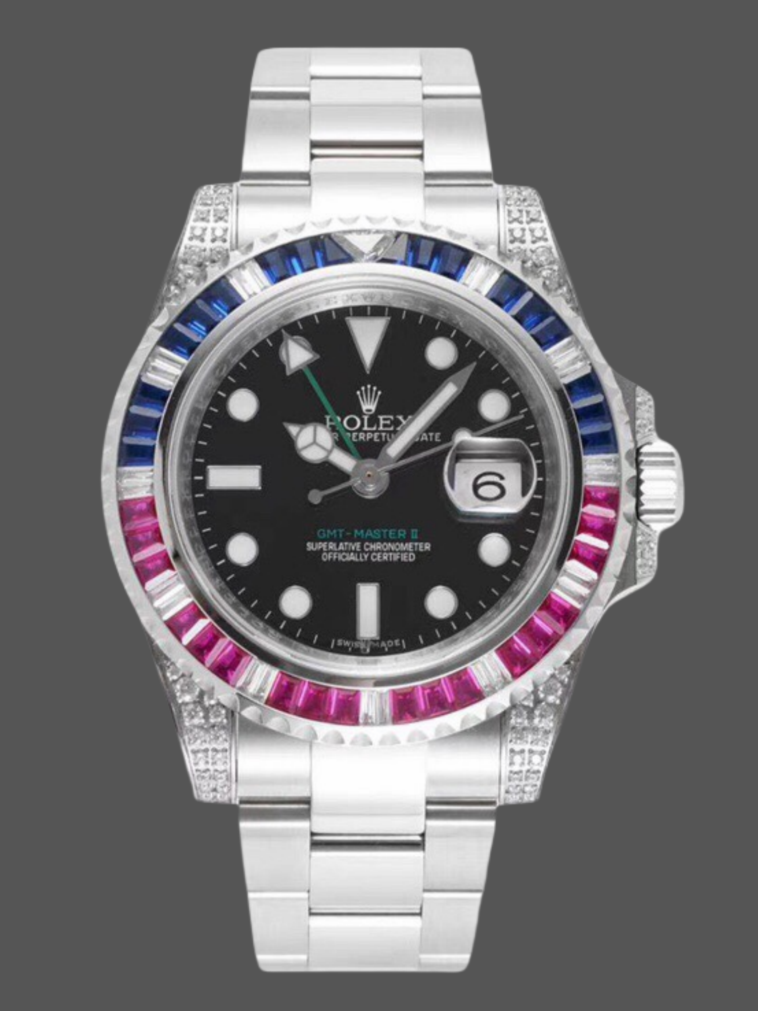 B5E46EC5-38C9-BF7A-6E5A-F64B562E9FDC Rolex GMT Master II 126710BLRO Black Dial Diamond Case 40MM Men's Watch - Image 1