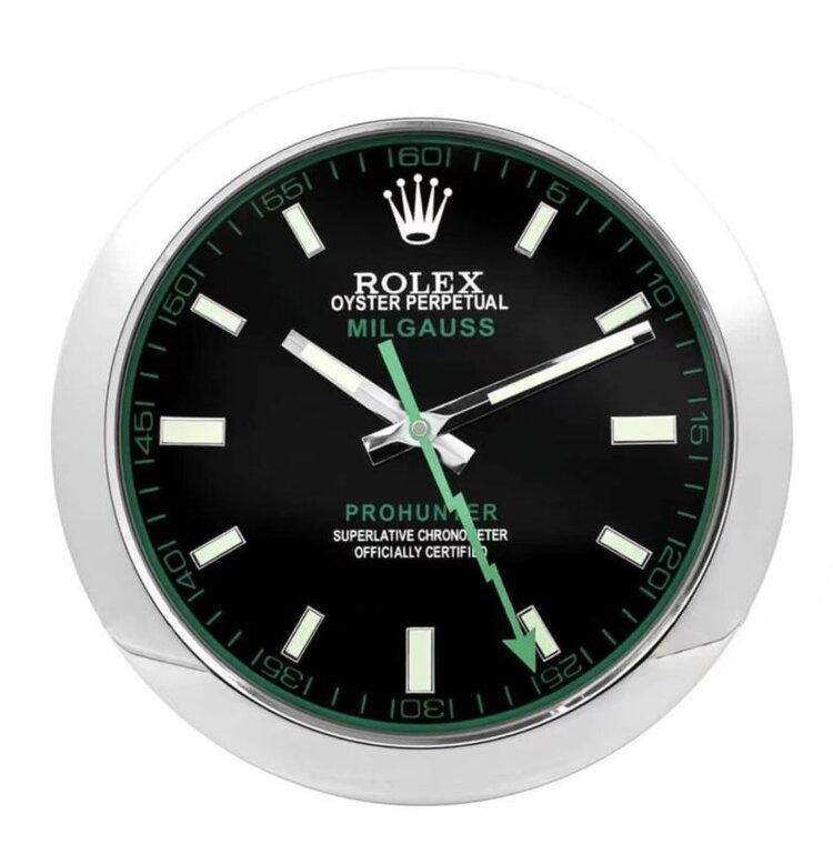 B680E3C7-00CE-DA4F-3603-2CA8287A2CF7 Rolex Milgauss Black & Green Wall Clock - Image 1