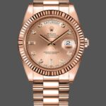 Rolex Day-Date 218235 Champagne Diamonds Dial Rose Gold 41MM Mens Replica Watch