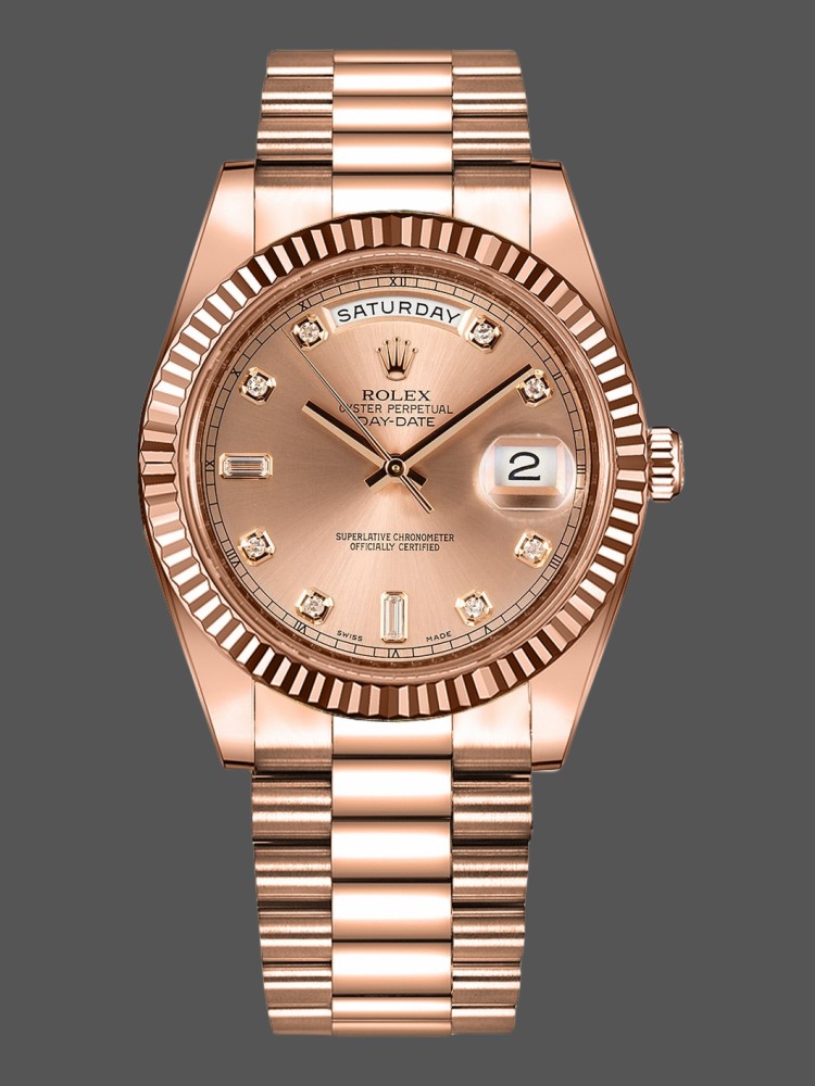 B6D845E3-ADCE-600D-DDCE-20D36BBD4003 Rolex Day-Date 218235 Champagne Diamonds Dial Rose Gold 41MM Mens Replica Watch - Image 1