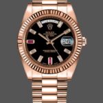 Rolex Day-Date 218235 Diamonds and Rubies Black Dial Rose Gold 41MM Mens Replica Watch