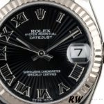 Rolex Datejust 179174 Sunbeam Black Roman Dial Fluted Bezel 26MM Lady Replica Watch - Image 2