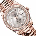 Rolex Day-Date 228345RBR Sundust Stripe Motif Dial Diamond Bezel 40mm Mens Replica Watch - Image 2