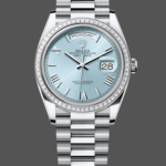 Rolex Day Date 36 Diamond Bezel Ice Blue Roman Dial m128396tbr 0019