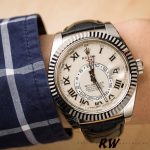 Rolex Sky-Dweller 326139 Ivory Roman Dial Leather Strap 42MM Mens Replica Watch - Image 3