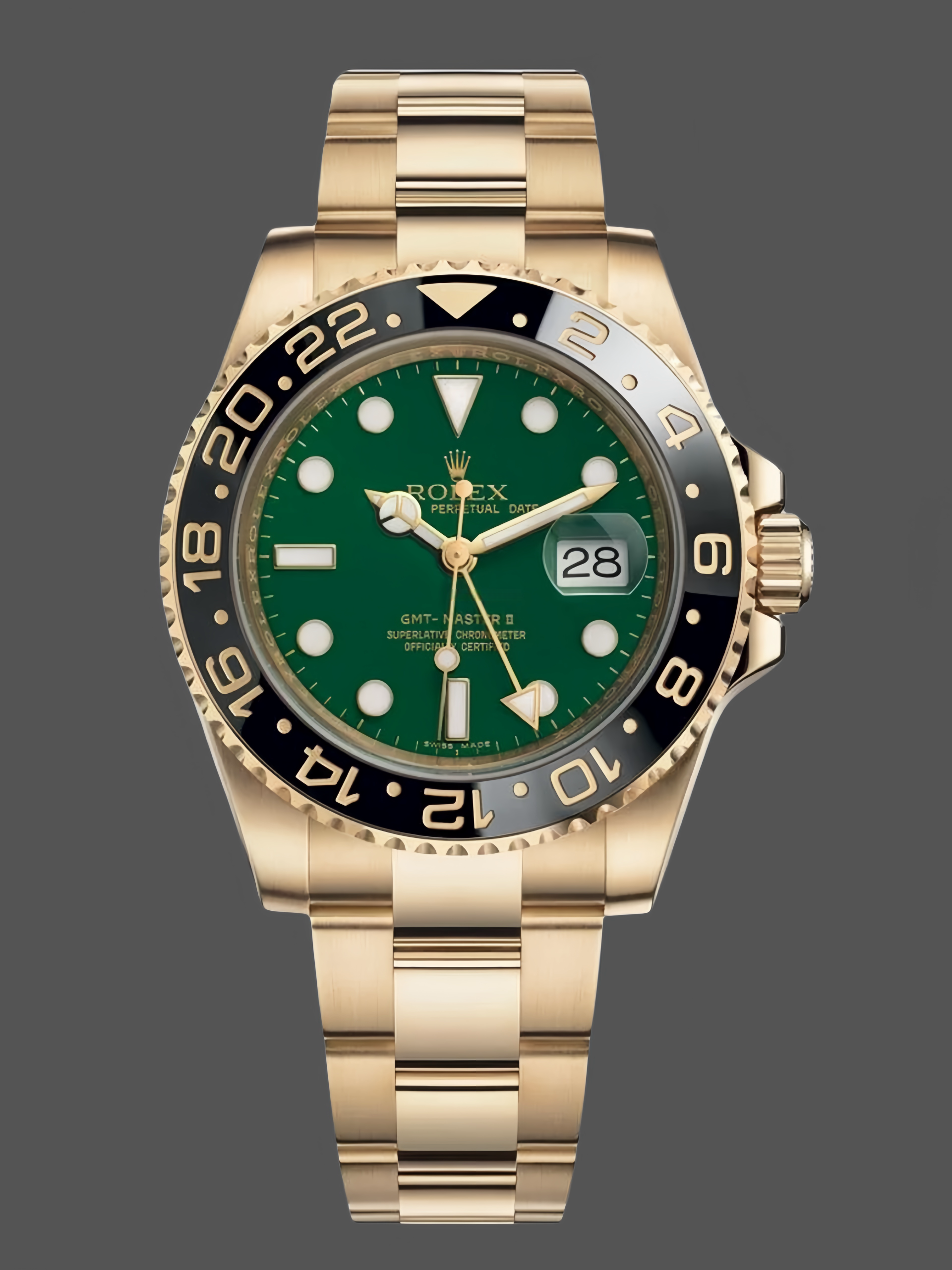 B8B91B20-A4C8-90BA-1A6C-7423135CDE42 Rolex GMT Master II 116718LN Oyster Bracelet Green Dial 40mm Mens Replica Watch - Image 1