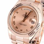 Rolex Day-Date 218235 Pink Roman Numerals Dial Rose Gold 41MM Mens Replica Watch - Image 3
