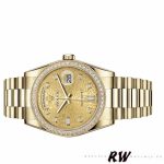 Rolex Day Date 118348 Champagne Jubilee Diamond Dial Yellow Gold 36mm Unisex Replica Watch - Image 5
