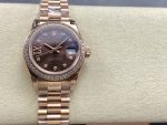 Rolex Datejust 28mm Everose Gold 279135RBR 0001 Chocolate 17 Diamond President Lady - Image 3