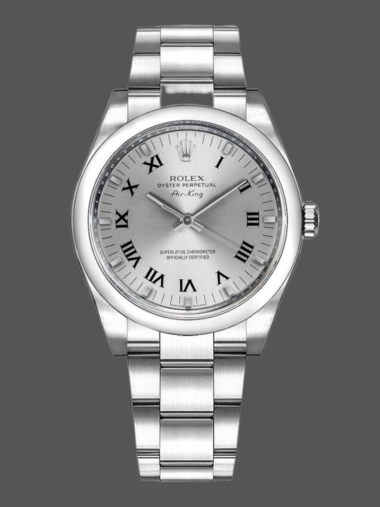 BD3E0D47-EA97-202A-FAFE-6B7749947DC0 Rolex Oyster Perpetual Air-King 114200 Silver Dial 34mm Unisex replica watch - Image 1