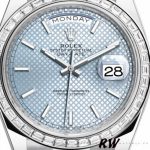 Rolex Day-Date 228396TBR Ice Blue Diagonal Motif Dial Diamond Bezel 40mm Mens Replica Watch - Image 2