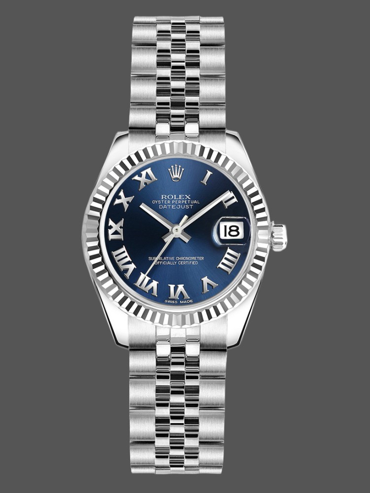 BEE65D29-BD15-922E-E9C4-FDFE9F0D132A Rolex Datejust 179174 Blue Roman Numeral Dial 26MM Lady Replica Watch - Image 1