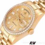 Rolex Day Date 118348 Champagne Jubilee Diamond Dial Yellow Gold 36mm Unisex Replica Watch - Image 4