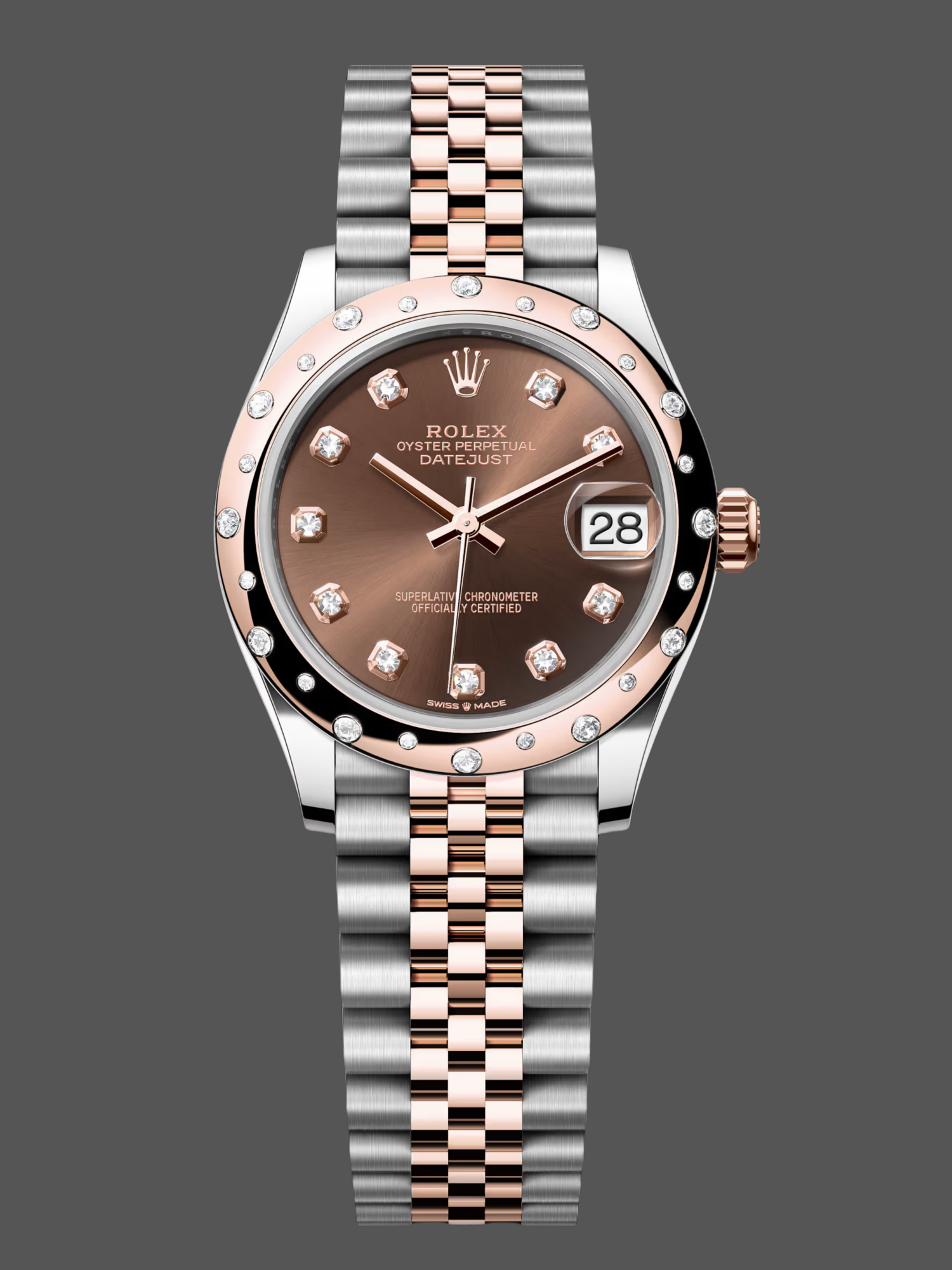 BF94A0FD-7ACE-3C18-638D-EA1ABA3AA03A Rolex Datejust 31 Stainless Steel and Rose Gold Chocolate Diamond Dial m278341rbr 0028 - Image 1