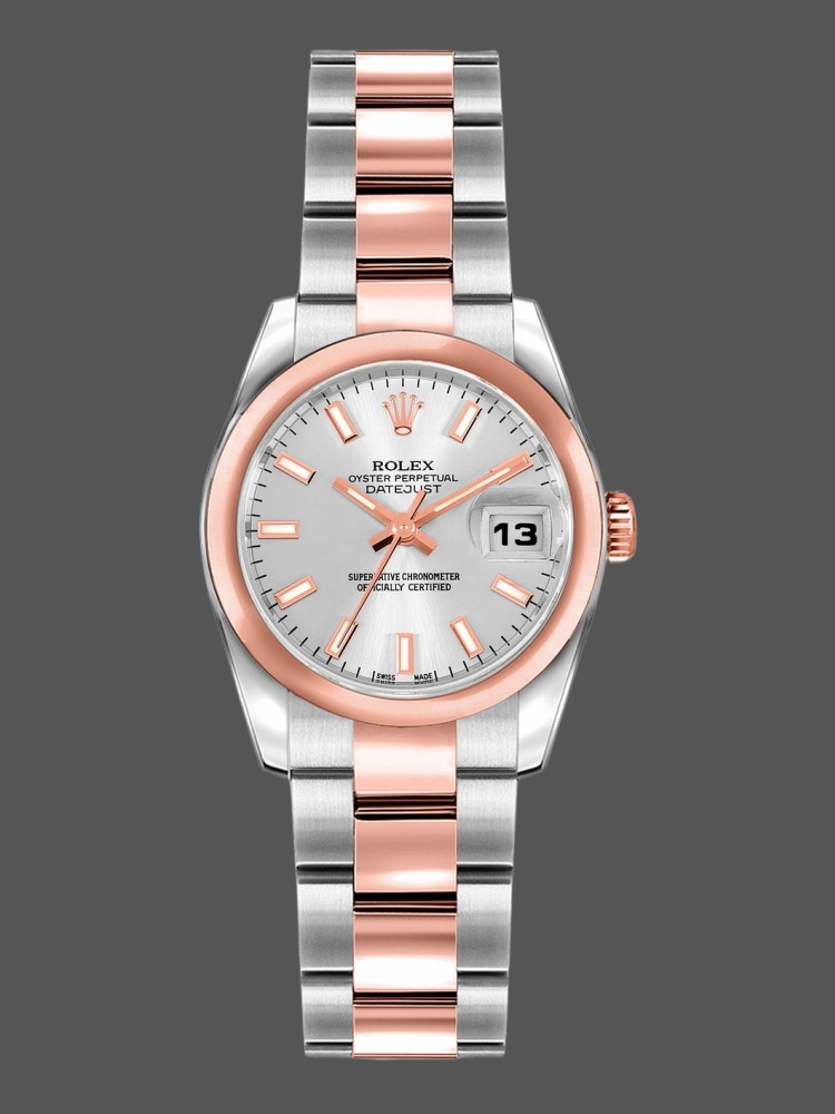 BFB75A9D-6C91-B7ED-3DE9-23AA6075EB0C Rolex Datejust 179161 Stainless Steel and Everose Gold Silver Index Dial 26MM Lady Replica Watch - Image 1