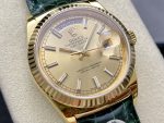 Rolex Day Date 36 Yellow Gold Champagne Dial 118138 0125 Green Strap - Image 4