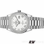 Rolex Day-Date 128349RBR White Roman Dial Diamond Bezel 36MM Unisex Replica Watch - Image 4