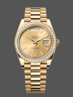 Rolex Day-Date 228348RBR Champagne Index Dial Diamond Bezel 40mm Mens Replica Watch
