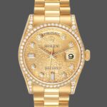 Rolex Day-Date 118388 Yellow Gold Champagne Diamond Dial 36MM Unisex Replica Watch
