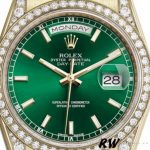 Rolex Day-Date 118388 Yellow Gold Green Index Dial 36MM Unisex Replica Watch - Image 2