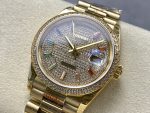Rolex Day Date 36mm Yellow Gold 128348RBR 0030 Pave Rainbow Diamonds Sapphires Dial - Image 5
