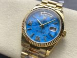 Rolex Day-Date 128238 Fluted Bezel Turquoise Diamond Dial 36MM Unisex Replica Watch - Image 5